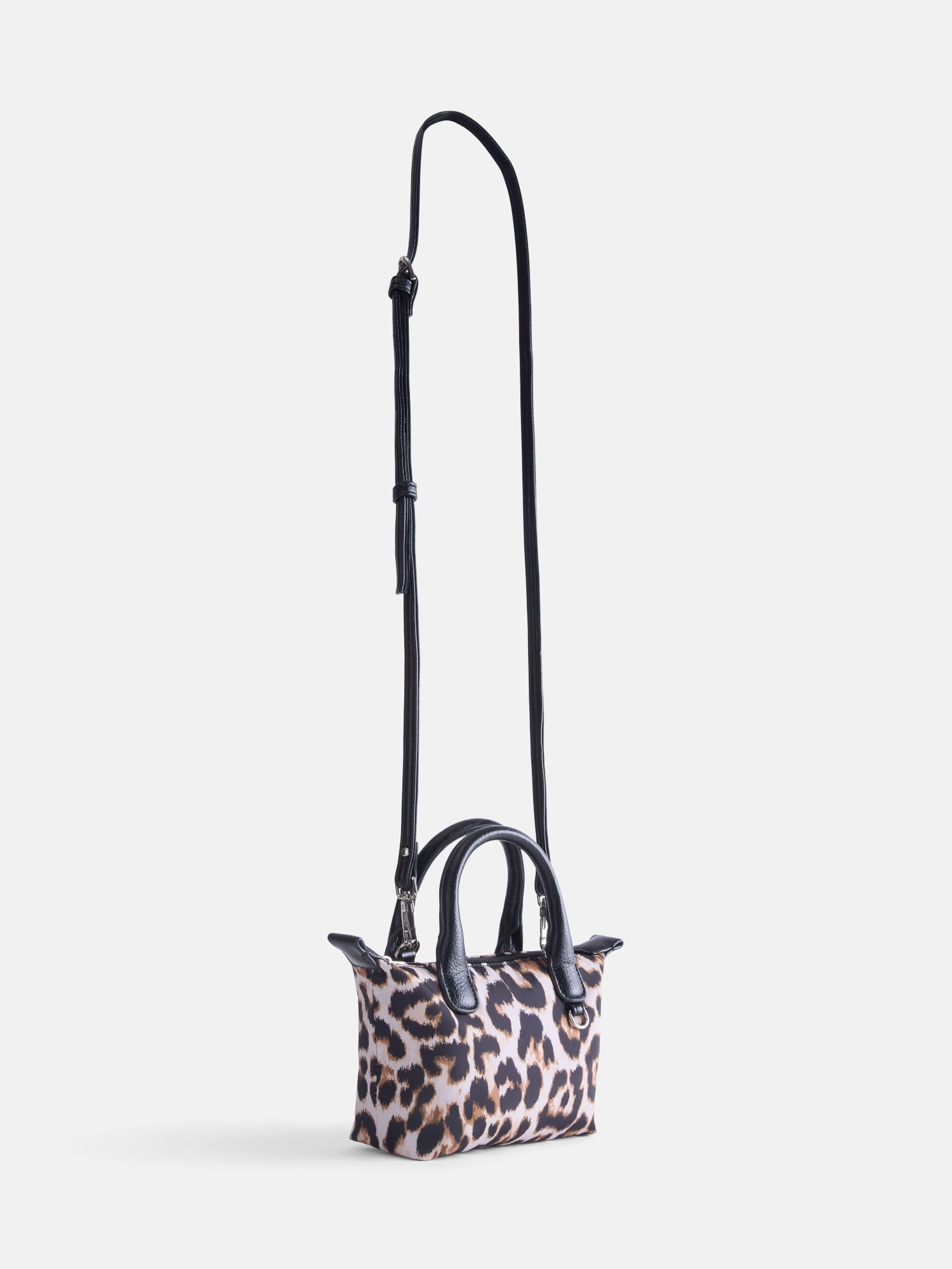 No Boundaries Women's Mini Tote Crossbody Bag, Leopard