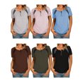 thumbnail image 3 of Camiseta mujer, Camiseta de manga corta para mujer Camisetas casuales con estampado de rayas y cuell Meterk Rosa/Medio, 3 of 4