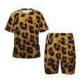 thumbnail image 1 of Fotbe Golden Leopard Glitter Pijama Estampada de 2 Piezas para Niños – Ropa de Dormir de Manga Corta Cómoda para Niños y Niñas, Camiseta y Shorts de Algodón-4X-Large, 1 of 6
