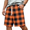 thumbnail image 2 of Satingcolo Men's Soft Daily Wear Shorts Elastic Mid Waist Summer Fall Outfits Jogging Athletic Shorts Work Out Trunks With Pockets Saffron L, 2 of 5