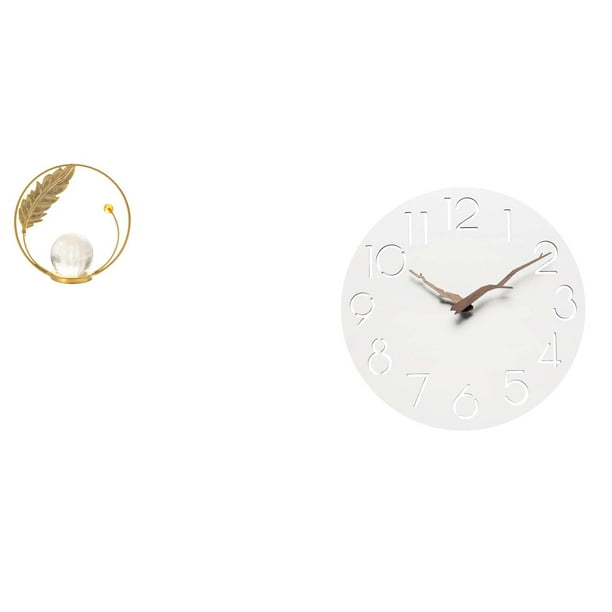Estatua de bola de cristal,Estatuas de bolas de cristal para decoración del hogar,escritorio interior,Escultura de bola de cristal Figura de hierro Decoración,Reloj de pared,Reloj de pared