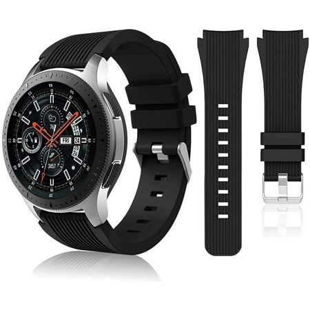 HSWAI Compatible with Samsung Galaxy Watch 46mm Bands/Gear S3 Frontier, Classic Watch Bands/Galaxy Watch 3 Bands 45mm, 22mm Soft Silicone Bands Bracelet Sports Strap for Men & Women. 01#black