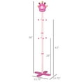 thumbnail image 3 of Qaba Kids Coat Rack Free Standing Wooden Tree Hanger with Crown Modeling Design 8 Hooks for Scarves Hats Clothes Bracelets Bags Gift for Toddler Girl Pink, 3 of 9