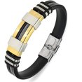thumbnail image 1 of Pulsera ajustable de acero de titanio Punk para hombre (dorada), pulsera envuelta en silicona, brazalete de acero inoxidable, 1 of 5