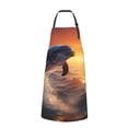 thumbnail image 2 of Lsque Sunset Dancing Dolphin Waterproof Apron Chef Aprons for Men Heavy Duty Chemical Work Apron Extra Long Grilling Aprons with Adjustable Bib Apron, 2 of 9