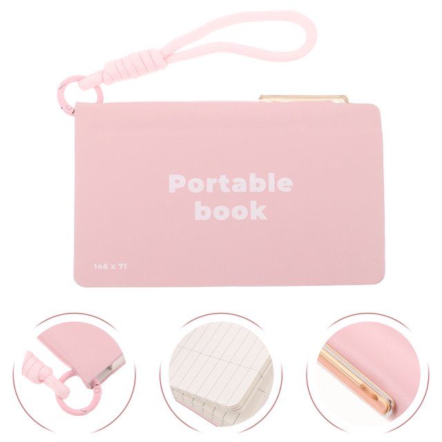 VERDANVERSE Cuaderno Pequeño Portátil Con Para Bolígrafo Color Rosa Con Cubierta Y Bolsillos Para Oficina