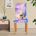 thumbnail image 4 of Yayeee 2 Pack Dining Chair Covers Stretch Parson Chairs Slipcovers Seat Protector, Pastel Pink Marble Pattern, 4 of 6