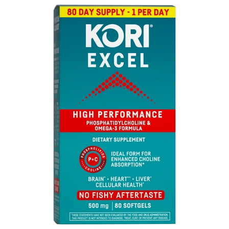 Kori Excel Krill Oil, 500mg Dietary Supplement, 80 Softgels