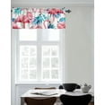 thumbnail image 6 of Kitchen Cafe Valance Curtain for Small Windows,Tropical Pink Flamingo and Blue Teal Plant Leaves Rod Pocket Short Valances Rustic White Window Treatment Panel for Living Room/Bedroom/Bathroom,42x18in, 6 of 7
