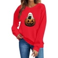 thumbnail image 2 of HOMBOM Womens Oversized Sweatshirts No Hood Red Crewneck Halloween Long Sleeve Comfy Pullover for Young Women Basic Fashion Shirts,XL, 2 of 5