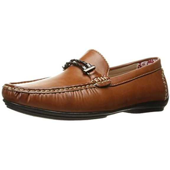 STACY ADAMS Men's Percy-Braided Strap Driving Moc Oxford, Tan Smooth, 9.5 M US