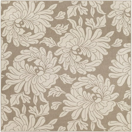 8.75' x 8.75' Flowery Foundation Taupe Beige and Dutch White Square Shed Free Area Throw