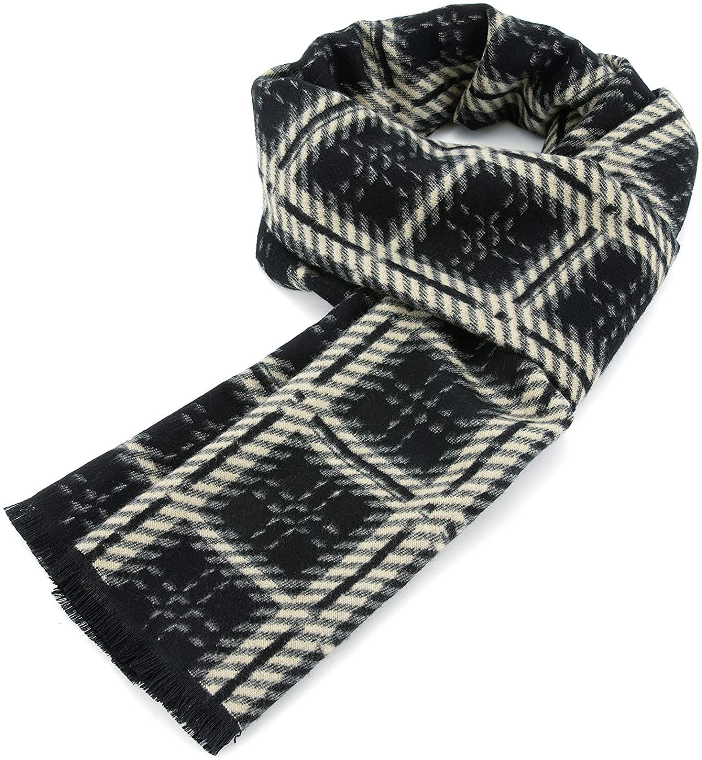 3 Pieces Faux Cashmere Feel Winter Plaid Scarf Warm Shawls Scarves for Men and Women 