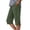 Green, variant on Capri Pants for Women Elastic Waist Wide Leg Knee Length Cropped Capris Casual Summer Pull On Capri Pants with Button Slit Hem, 2XL