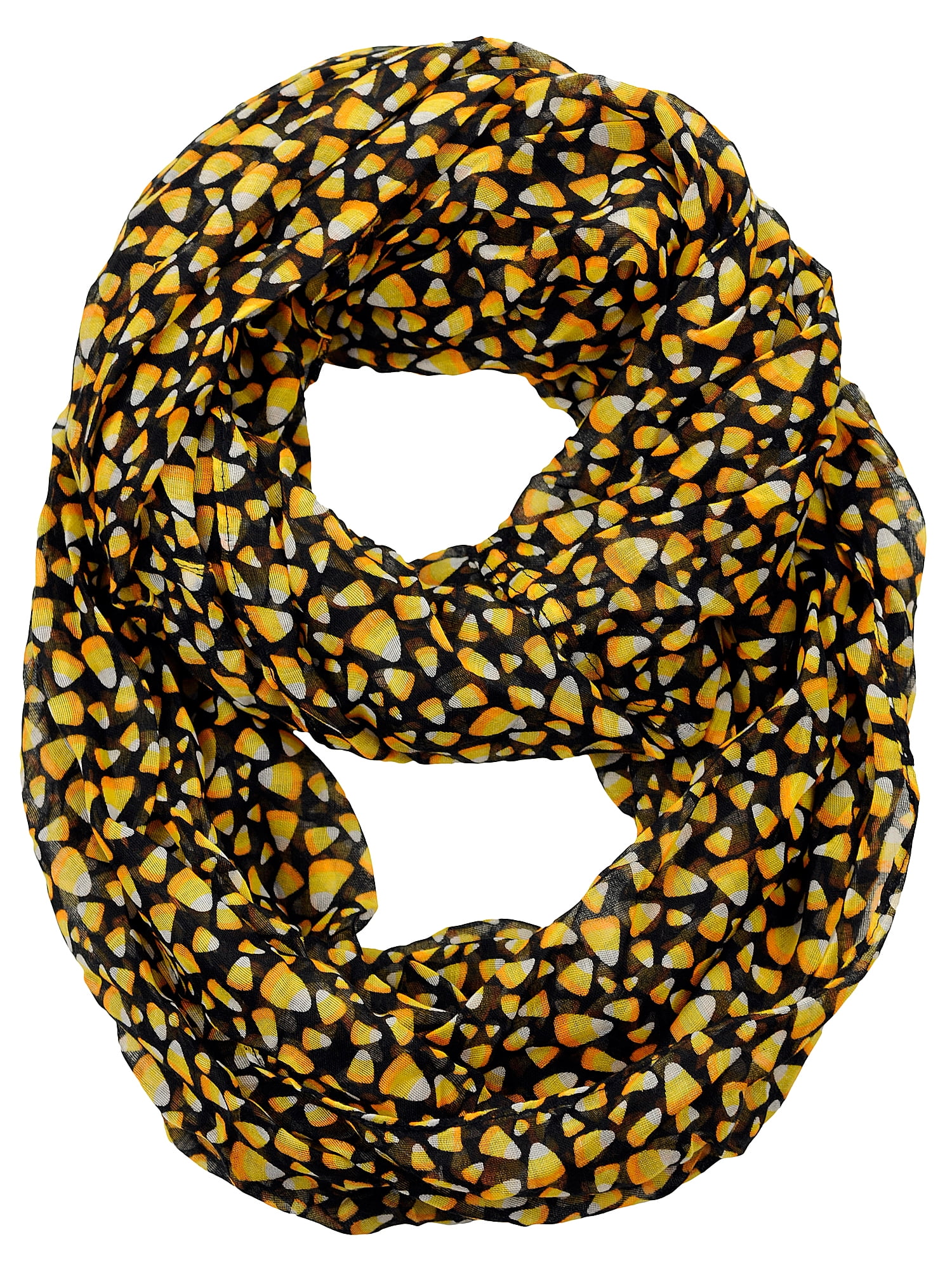 D&Y Halloween Theme Sheer Loop Infinity Scarf, Candy Corn