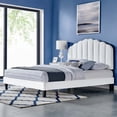 thumbnail image 2 of Platform Bed Frame, Tufted, Twin Size, White, Velvet, Bedroom, Modern Contemporary Boutique HB35706, 2 of 9