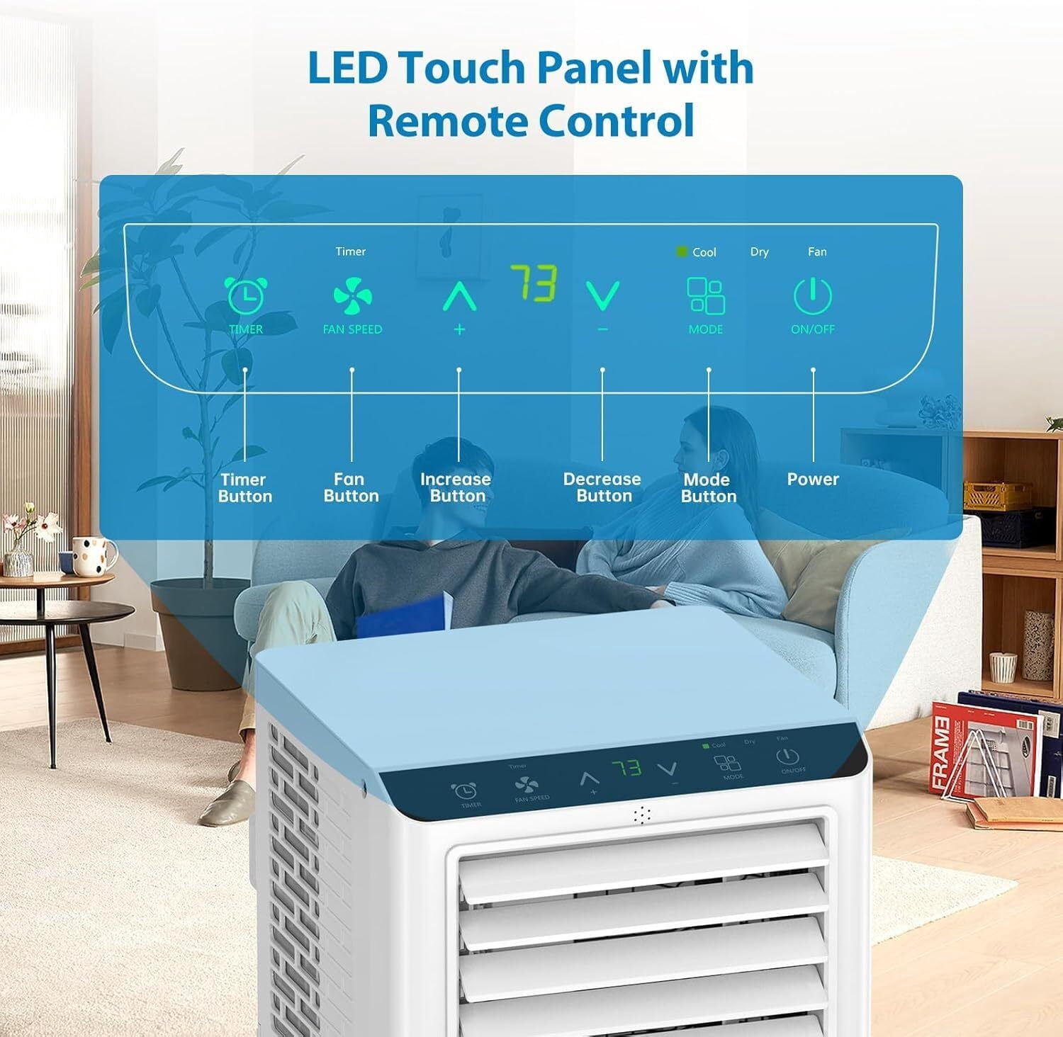 Garvee 8,000BTU Portable Air Conditioner, AC with Dehumidifier and Cooling, for Room Up to 350 Sq.ft,24Hour Timer, Sleep Mode, Remote Control, White