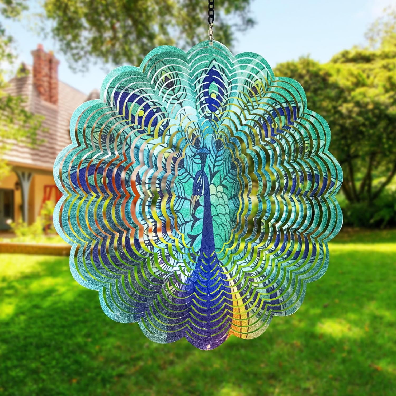 Jusimux Windspiel Für Den Garten – Vintage-Design, Goldfarben, Mit Metallpfahl, 140 Cm Hoch