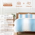 thumbnail image 6 of 3 Piece Sky Blue White Duvet Cover Set California King,Microfiber Comforter/Quilt Cover with Corner Ties and 2 Pillowcases,Gradient Vertical Stripes Minimalist All Season Bedding with Zipper Closure, 6 of 8
