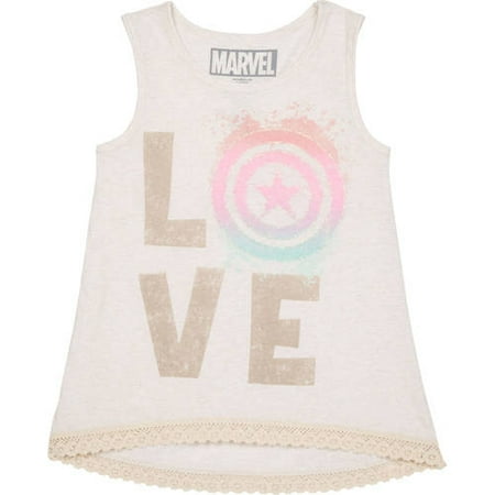 Girls' Hi Lo Crochet Trim Graphic Tank