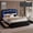 Black, variant on Full Size Bed Frame with 4 Storage Drawers and LED Lights, Upholstered Platform Bed with Adjustable Chic Double Wavy Headboard, Charging Station, Metal Slats Support, No Box Spring Needed, Black