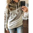 thumbnail image 2 of Womens Cowl Neck Color Block Striped Drawstring Sweatshirt Pullover Long Sleeve Hoodie Casual Tunic Tops, 2 of 3