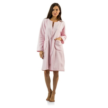 

Casual Nights Women s Long Sleeve Zip Up Front Short Fleece Robe