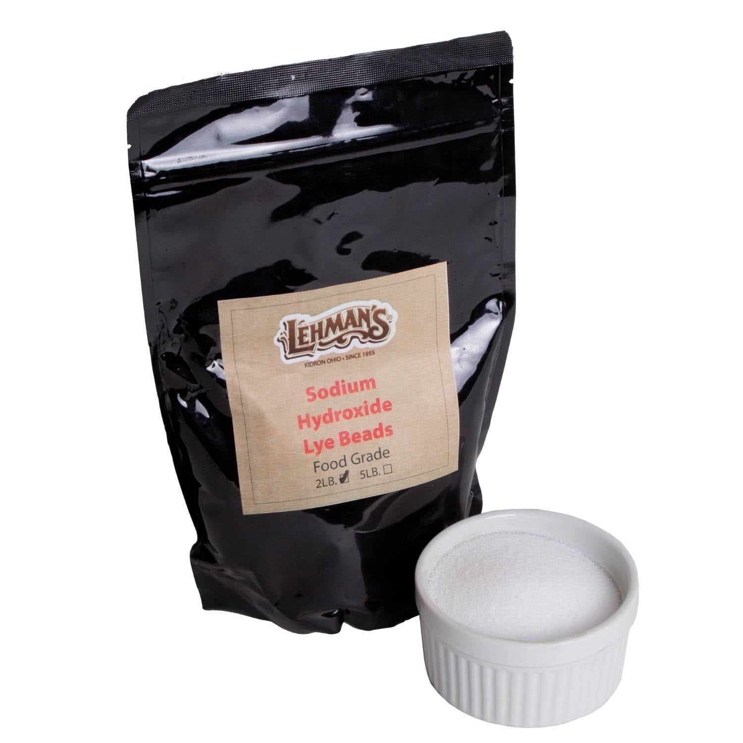 Lehman's Sodium Hydroxide for Soapmaking, 2 Pound Resealable Bag of Lye Beads, NaOH, Do It Yourself Natural Bar Soap