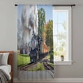 thumbnail image 3 of Train Railway Semi Sheer Curtains Drapes for Living Room,Bedroom,French Doors Window 54 Inches Long,Countryside Cabin Trees Farmhouse Rustic Rod Pocket Chiffon Curtain Drapery Voile Draperies Panel, 3 of 8