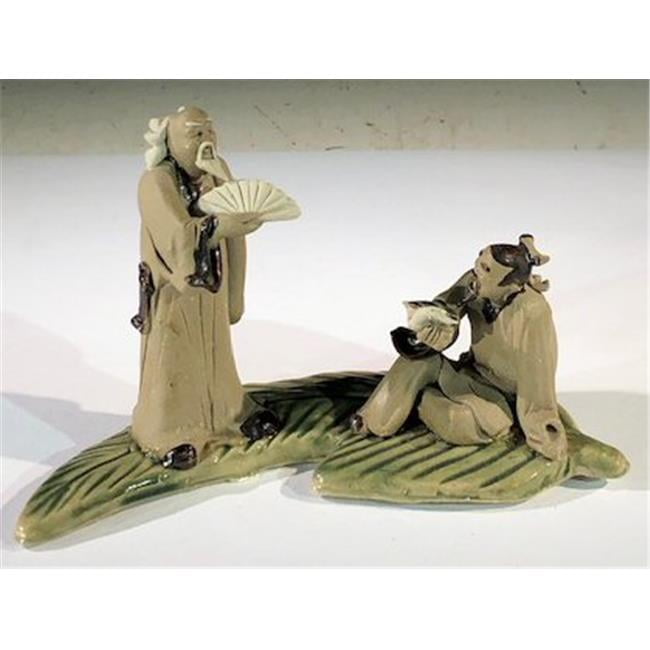 Bonsai Boy e3443 3 in. Miniature Ceramic Figurine Two Mud Men On A