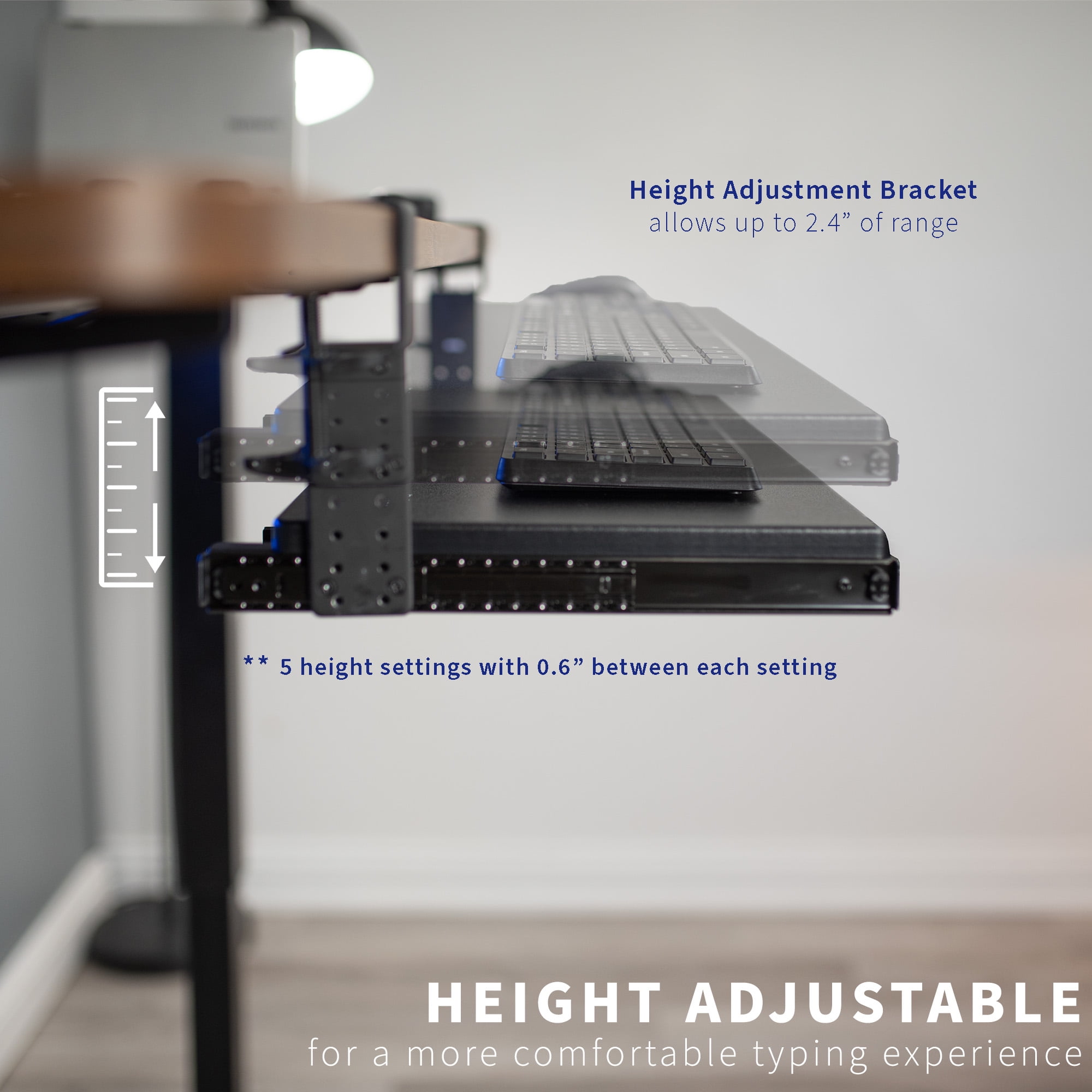 VIVO Height Adjustable Clamp-on Computer Keyboard Tray with Pencil Drawer