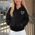 thumbnail image 3 of DJDLJWCJ Girls Zip Up Hoodie Fleece Lined Winter Warm Hoodies Solid Color Casual Jacket Black Size 5T, 3 of 9