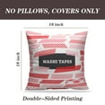 thumbnail image 2 of LALILO Throw Pillow Covers Pink Red And White Tape Strips With Cushion Cover 18" x 18", 2 Pack, 2 of 6