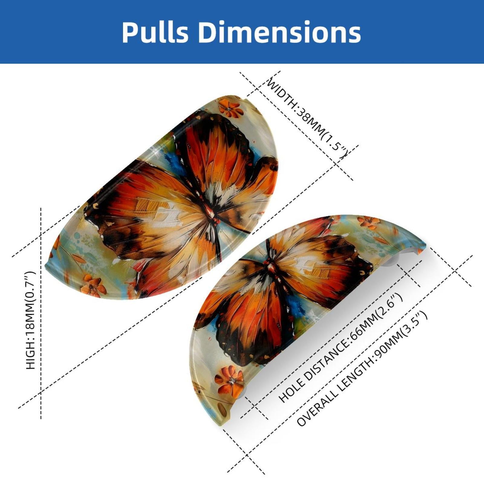 PhooArto 6 Pcs Cup Drawer Pulls, Butterfly Art Pattern Shell Shape Handles Cabinet Knobs for Dresser Cupboard Closet Wardrobe with Screws