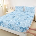 thumbnail image 4 of Erosebridal Blue Bowknot Kids Queen Sheet Sets, Fashion Glitter Stars Bed Set, 4-Piece, 4 of 5