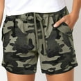 thumbnail image 2 of YYDGH Womens Casual Drawstring Elastic Waist Cotton Shorts Solid Color Print Summer Lightweight Shorts with Pockets Camouflage L, 2 of 4