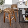 thumbnail image 5 of Maui 29.5" Rustic Bohemian Hyacinth/Wood Backless Bar Stool, Brown Wash Woven Seat with Natural Wood Frame, 5 of 9