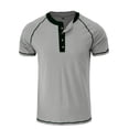 thumbnail image 2 of SWSMCLT Men's Soft T Shirt Lightweight Slim Fit Tee Cotton Short Sleeve Henley Shirt Fashion Stretch Summer Grey X-Large, 2 of 4