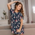 thumbnail image 3 of Naloa Sailboat And Wave Print Women Nightgowns,Womens Loungewear,Short Sleeve Sleepwear,Comfy Ladies Nightdress, 3 of 6
