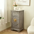 thumbnail image 2 of eHemco Art Deco End Table with Gold Accent Knob, Rectangular Side Table with Storage, Modern Retro Style, 18 x 14 x 30.5 Inches, Light Gray, 2 of 9
