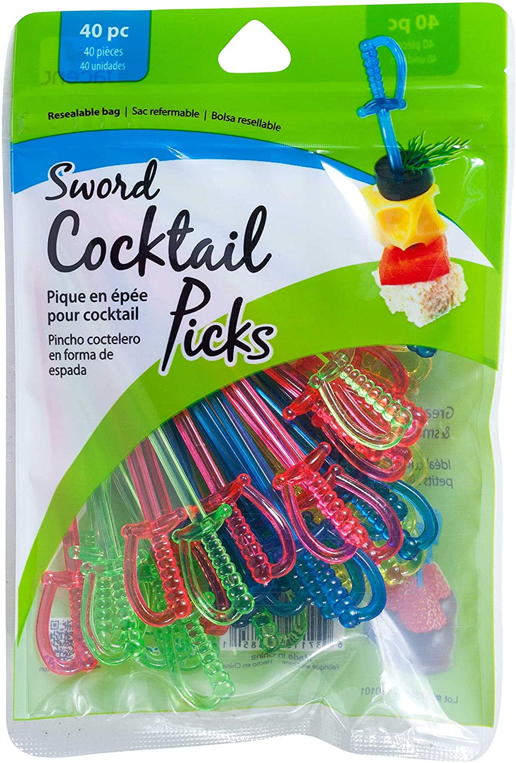 40Pc Colorful Cocktail Drink Picks Stick Party Dessert Decor for Bar Coffee Shop 
