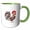 Green/White, variant on 3drose, Fantastic Rooster Decorated with Colorful Flowers. Folk Art Gift, 11oz Two-tone Black Mug
