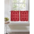 thumbnail image 4 of Red Plaid 2 Panel Kitchen Curtains for Small Windows, Modern Art Checkered Farmhouse Bathroom Tier Curtain, Short Window Treatment for Bedroom/Living Room 55"x24", 4 of 6