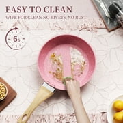 Innerwell 8 Inch Pink Nonstick Granite Frying Pan with Bakelite Handle, Compatible with Various Stoves