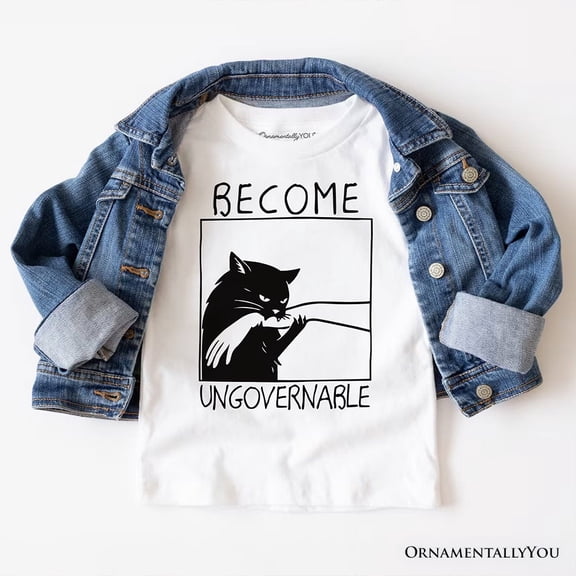 Become Ungovernable Black Cat T-Shirt, Bites Hand Humorous Meme Tee
