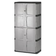 Rubbermaid Double-Door Storage Cabinet - Base/Top, 36"W x 18"D x 72"H, Gray/Black