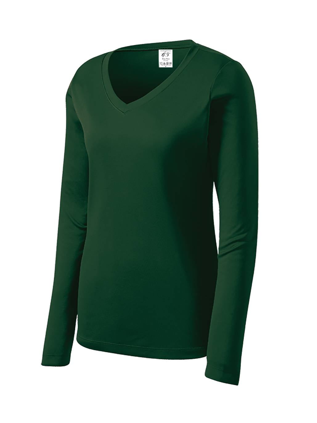 Gravity Threads Womens Long-Sleeve Moisture-Wick V-Neck - Forest Green - X-Small