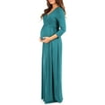 thumbnail image 2 of Mother Bee Maternity V-Neck 3/4 Sleeve Ruched Waist Dress, 2 of 4