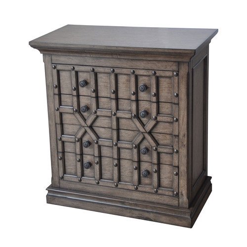 Sedgwick Overlaid Geometric 4 Drawer Chest in Antique Natural Walnut