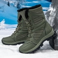 thumbnail image 5 of Mepaouo Winter Snow Boots for Women Lace up Mid Calf Fleece Lined Outdoor Walking Booties(Green,7.5), 5 of 6
